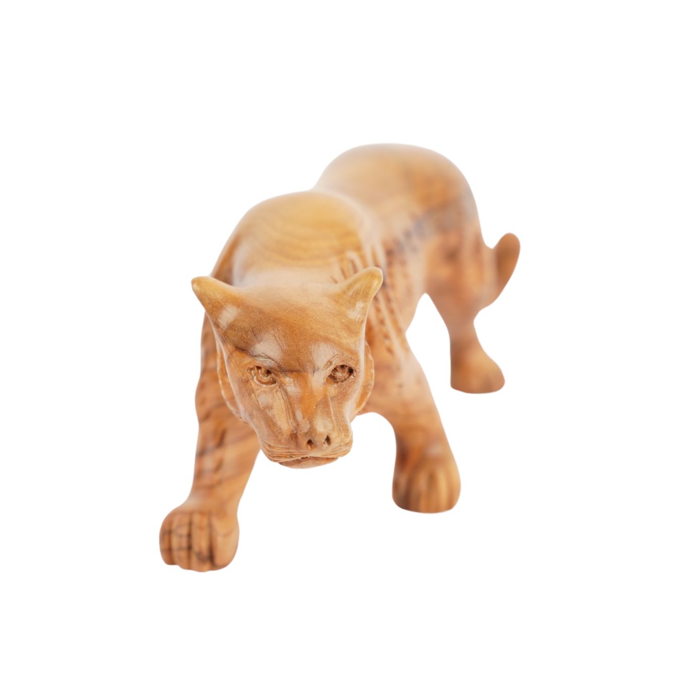 Hand-Carved Olive Wood Puma (small) – Artistic Wooden Sculpture from Bethlehem (7x20 cm)