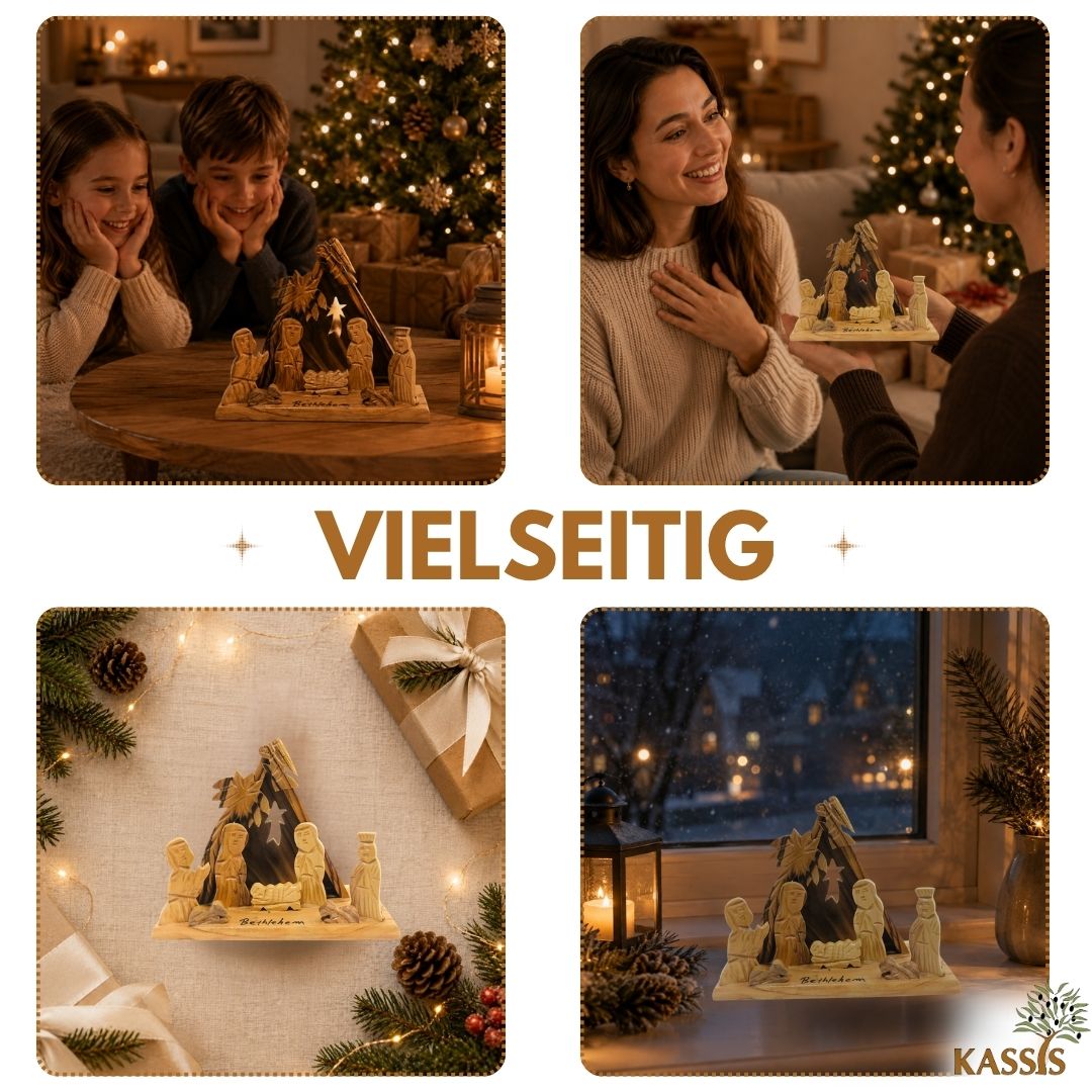 Olive Wood Nativity Scene Puzzle, 6.5 cm (without bark) | Christmas Decor & Gift for Advent and Christmas