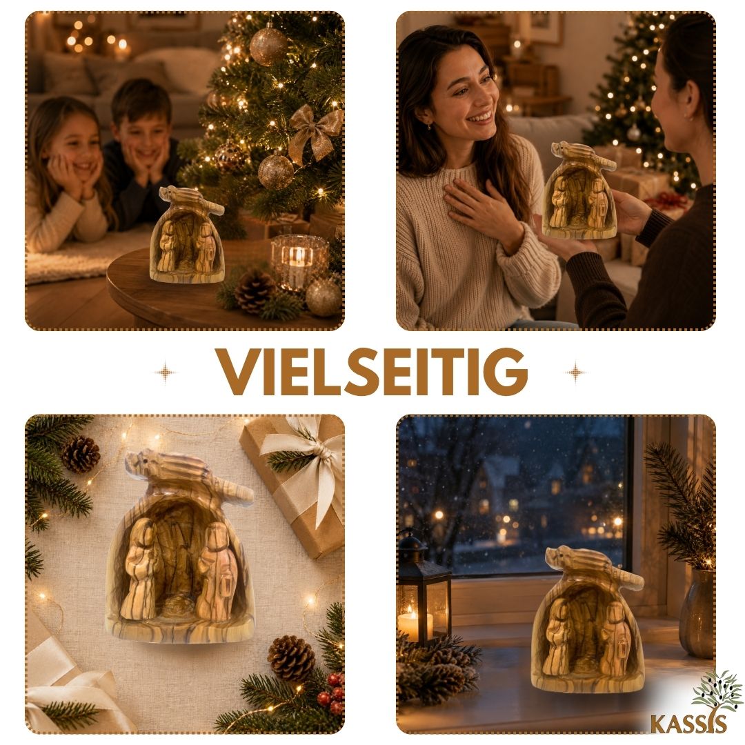 Olive Wood Nativity Scene Puzzle, 6.5 cm (without bark) | Christmas Decor & Gift for Advent and Christmas