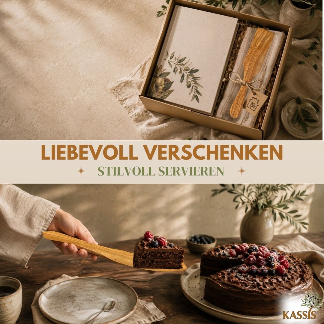 Tortenwender aus Olivenholz (30 cm) | Kuchenheber & Servierheber aus Holz