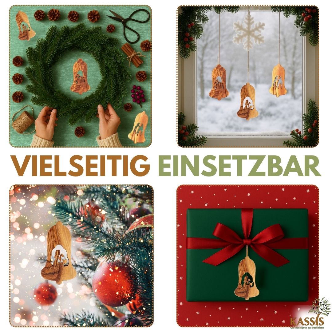 Olive Wood Nativity Scene Ornaments, Set of 3 (without bark) | Tree Ornaments & Christmas Decorations for Advent and Christmas