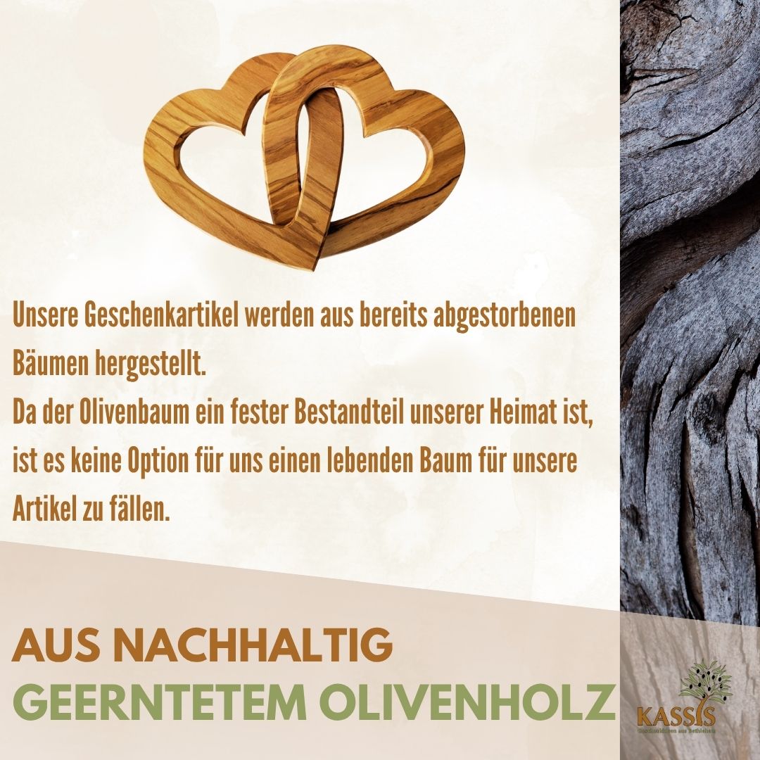 Personalized Interlocking Hearts Made of Olive Wood, 15 cm, with Engraving | Gift for a Wedding, Valentine's Day, or Anniversary