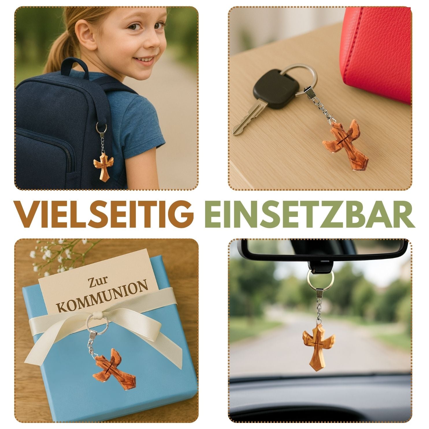 Keychain Cross in Angel Shape | Guardian Angel Good Luck Charms as Gifts for Baptisms, First Communions, and Birthdays