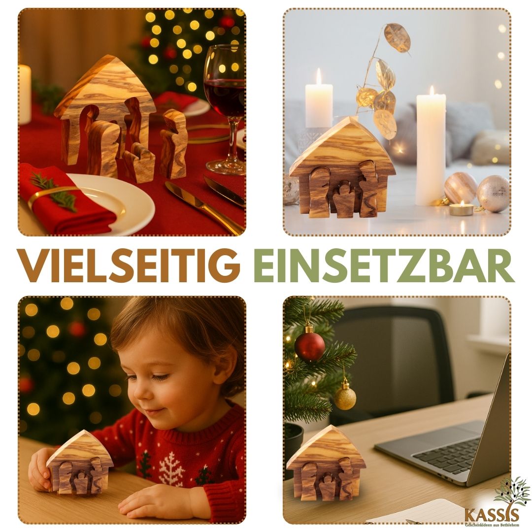 Olive Wood Nativity Scene Puzzle, 6.5 cm (without bark) | Christmas Decor & Gift for Advent and Christmas