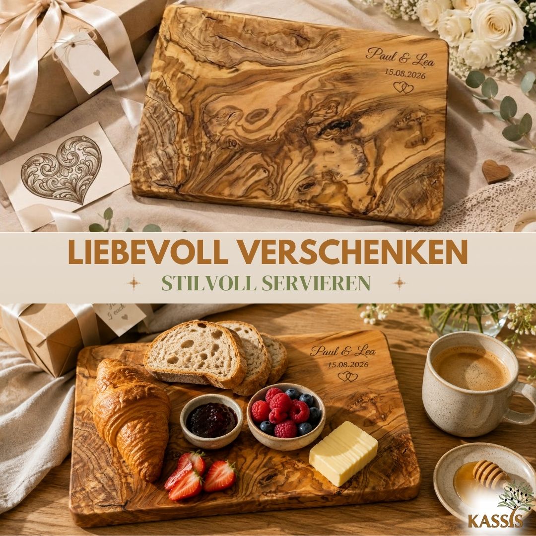 Massives Frühstücks- & Servierbrett aus Olivenholz