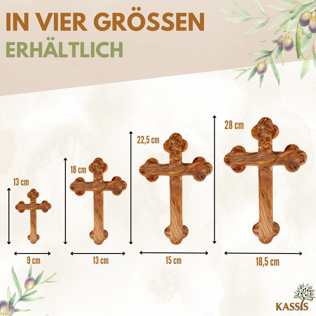 Olive Wood Cross with Rounded Edges | Wall Cross Gift for Baptism, First Communion, Confirmation