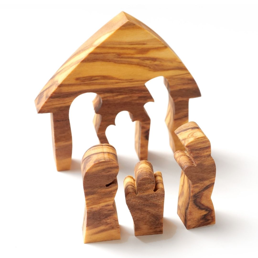 Olive Wood Nativity Scene Puzzle, 6.5 cm (without bark) | Christmas Decor & Gift for Advent and Christmas