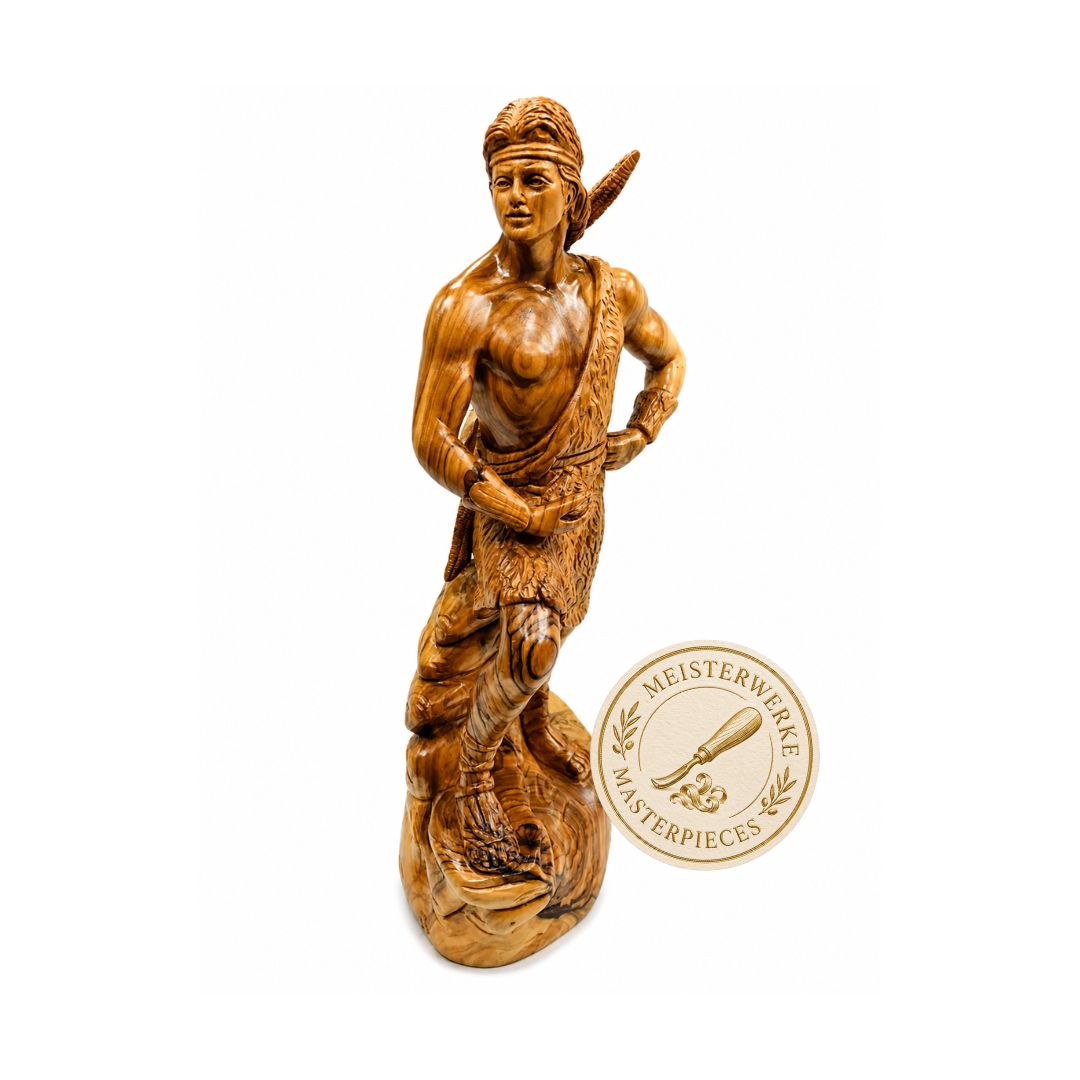 Captain Moroni Warrior - Handcrafted Olive Wood Sculpture from Bethlehem