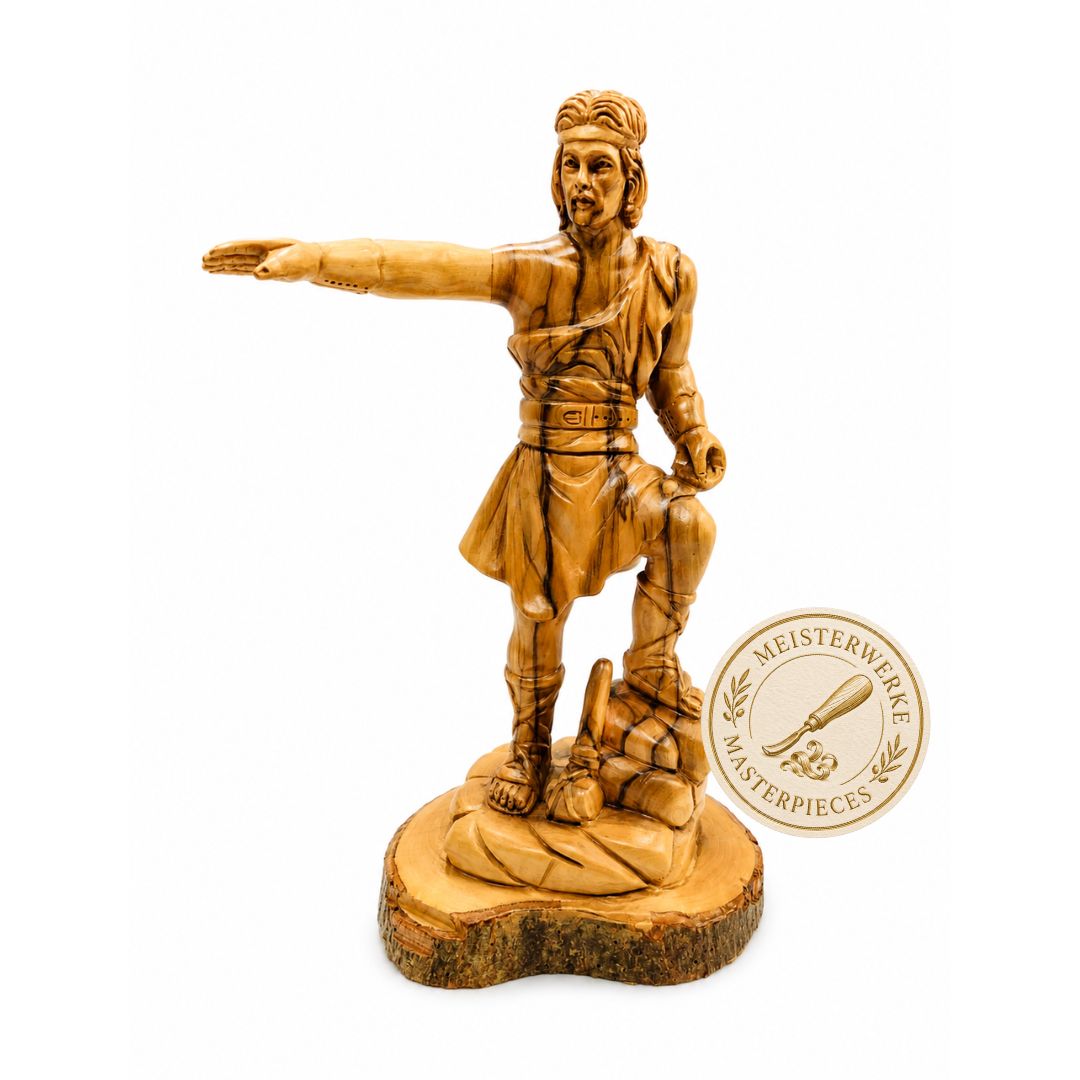 Captain Moroni Statue - Handcrafted Olive Wood Figure from Bethlehem