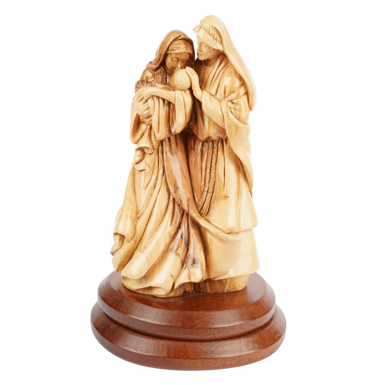 Holy Family with the Newborn – Hand-Carved Olive Wood Figure from Bethlehem (27 cm)