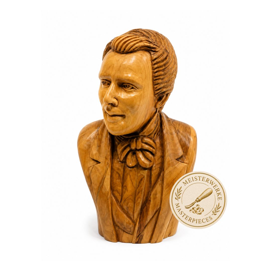 Joseph Smith Bust – Handcrafted Olive Wood Sculpture from Bethlehem