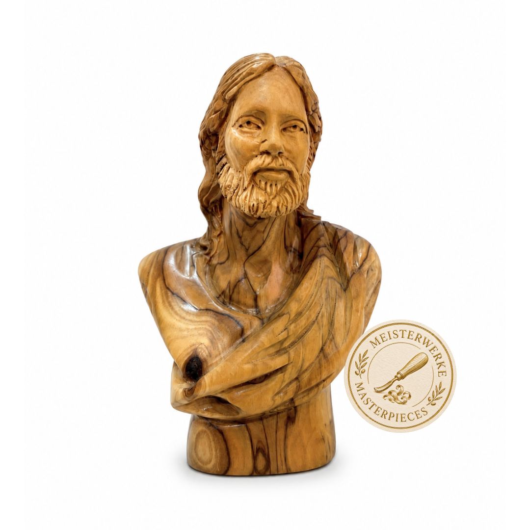 Jesus Christ Bust – Handcrafted Olive Wood Sculpture from Bethlehem
