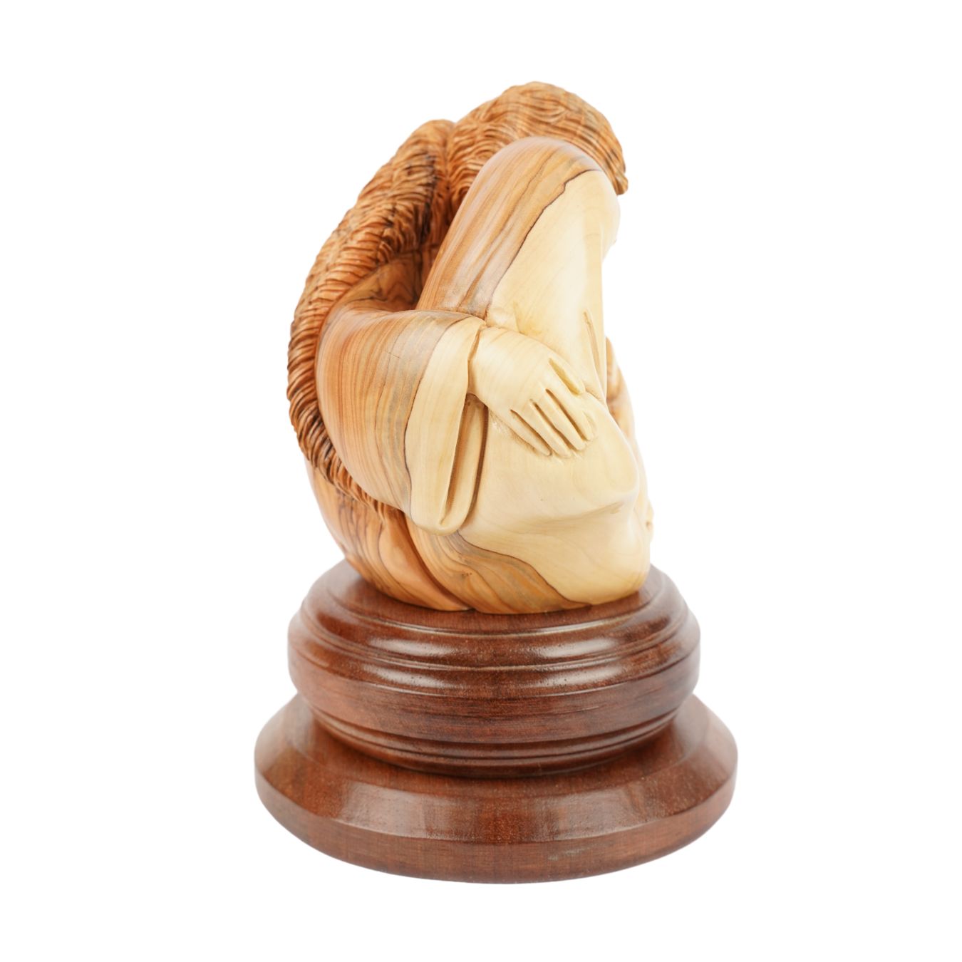 Holy Family in the Circle of Love – Hand-Carved Olive Wood Sculpture from Bethlehem (21 cm)