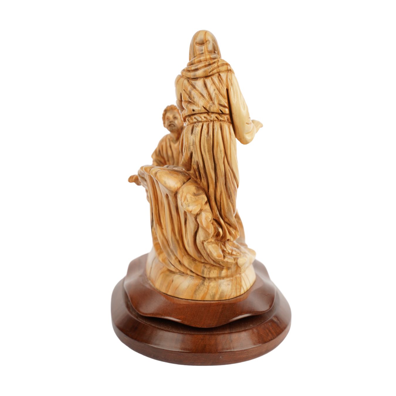Hand-Carved Scene “Jesus saves Peter” – Exclusive Olive Wood Sculpture from Bethlehem (23 cm)