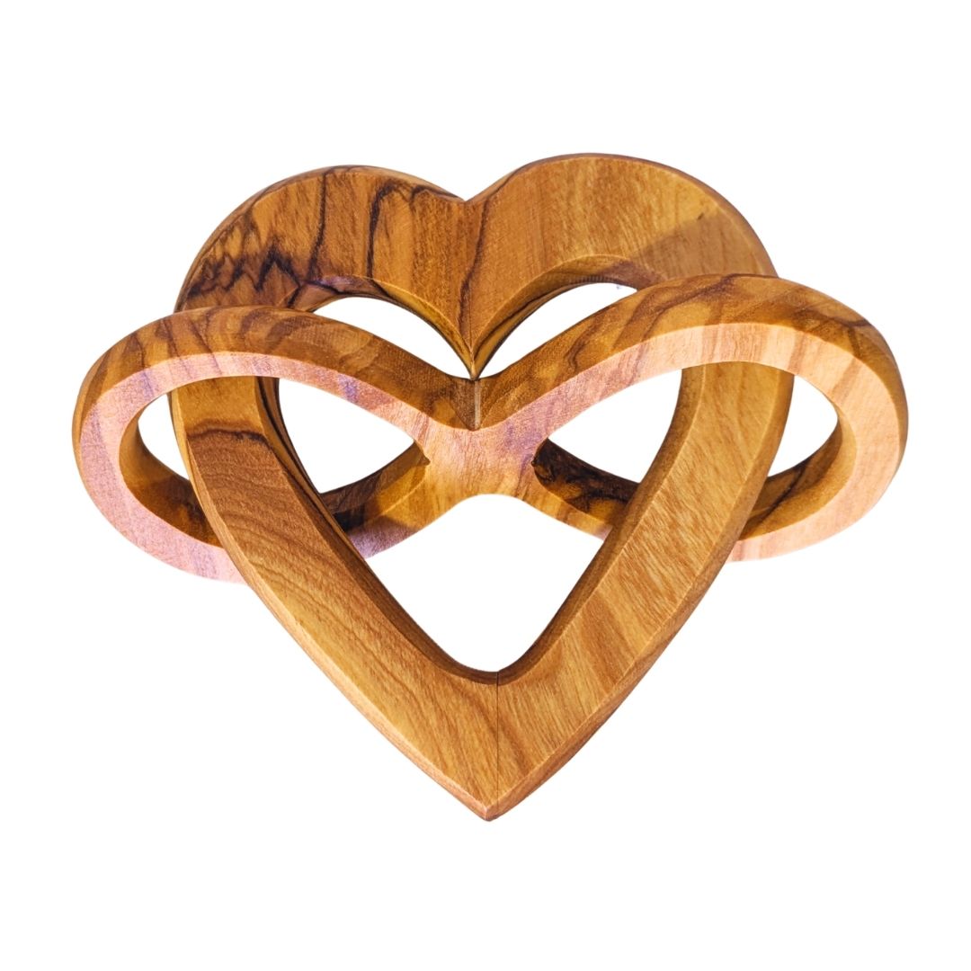 Personalized Olive Wood Heart with Infinity Symbol 7.5 cm | Gift for Wedding, Valentine's Day, Anniversary