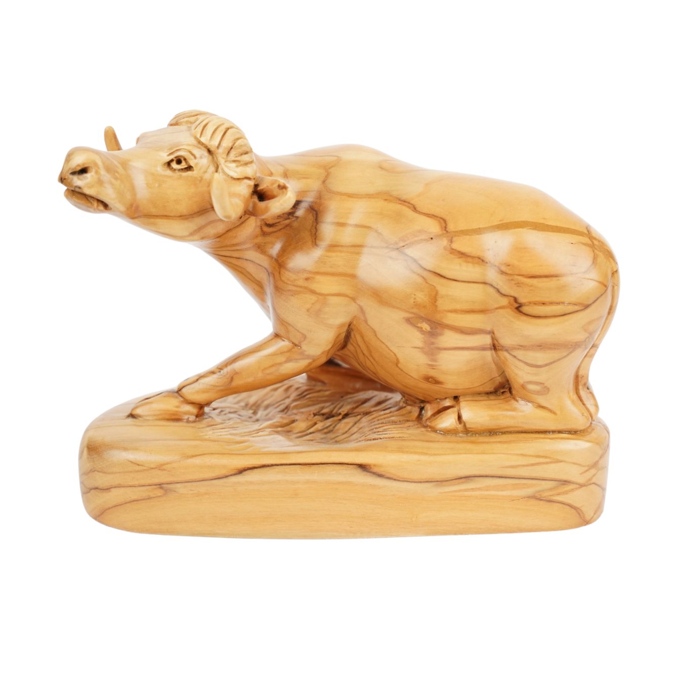 Hand-Carved Olive Wood Ox – Exclusive Wooden Sculpture from Bethlehem (18 cm)