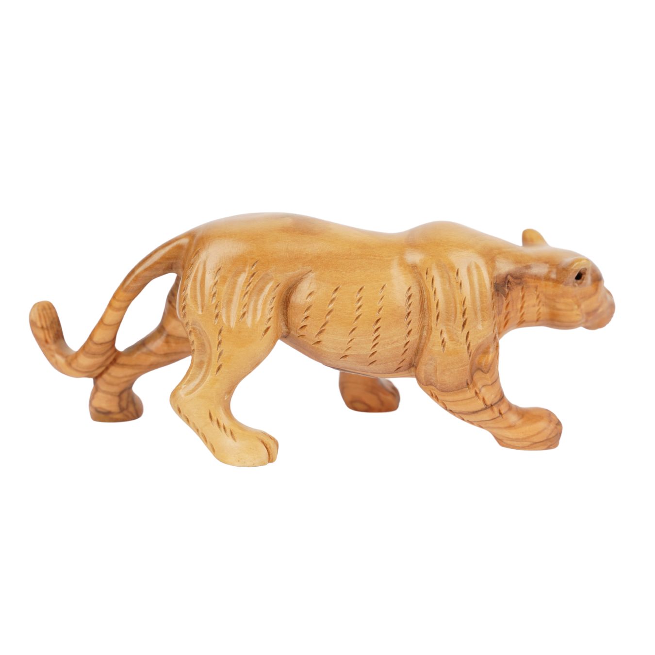 Hand-Carved Olive Wood Puma (small) – Artistic Wooden Sculpture from Bethlehem (7x20 cm)