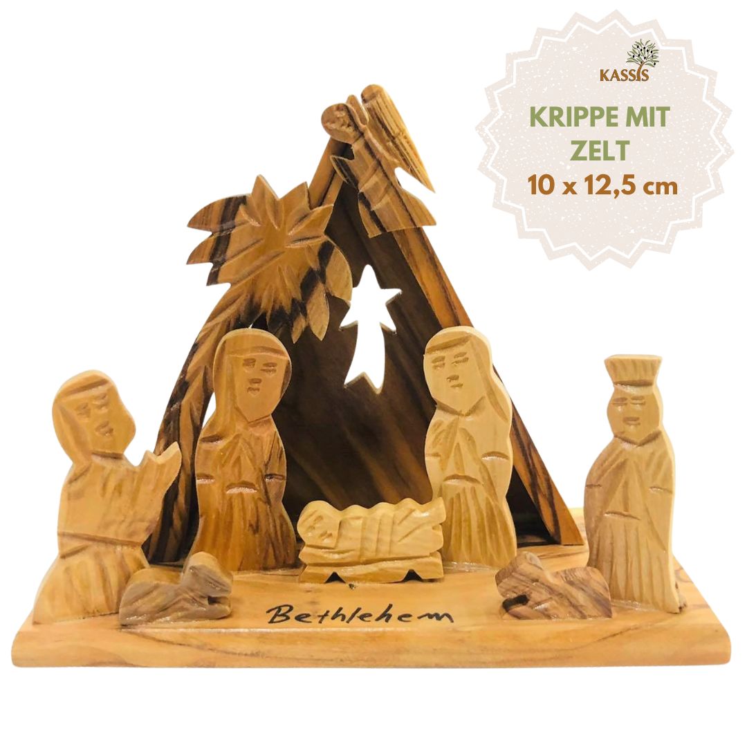 Olive Wood Nativity Scene Puzzle, 6.5 cm (without bark) | Christmas Decor & Gift for Advent and Christmas