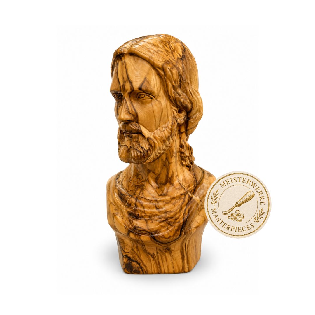 Jesus Christ Majestic Portrait Bust – Handcrafted Olive Wood Sculpture from Bethlehem