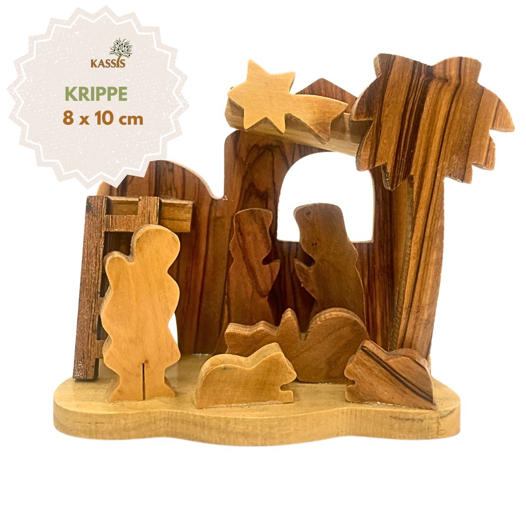 Olive Wood Nativity Scene Puzzle, 6.5 cm (without bark) | Christmas Decor & Gift for Advent and Christmas