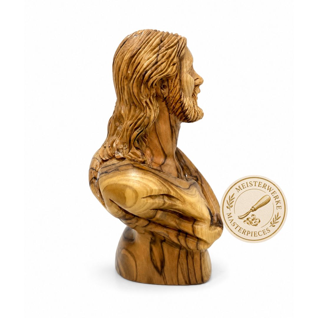 Jesus Christ Bust – Handcrafted Olive Wood Sculpture from Bethlehem