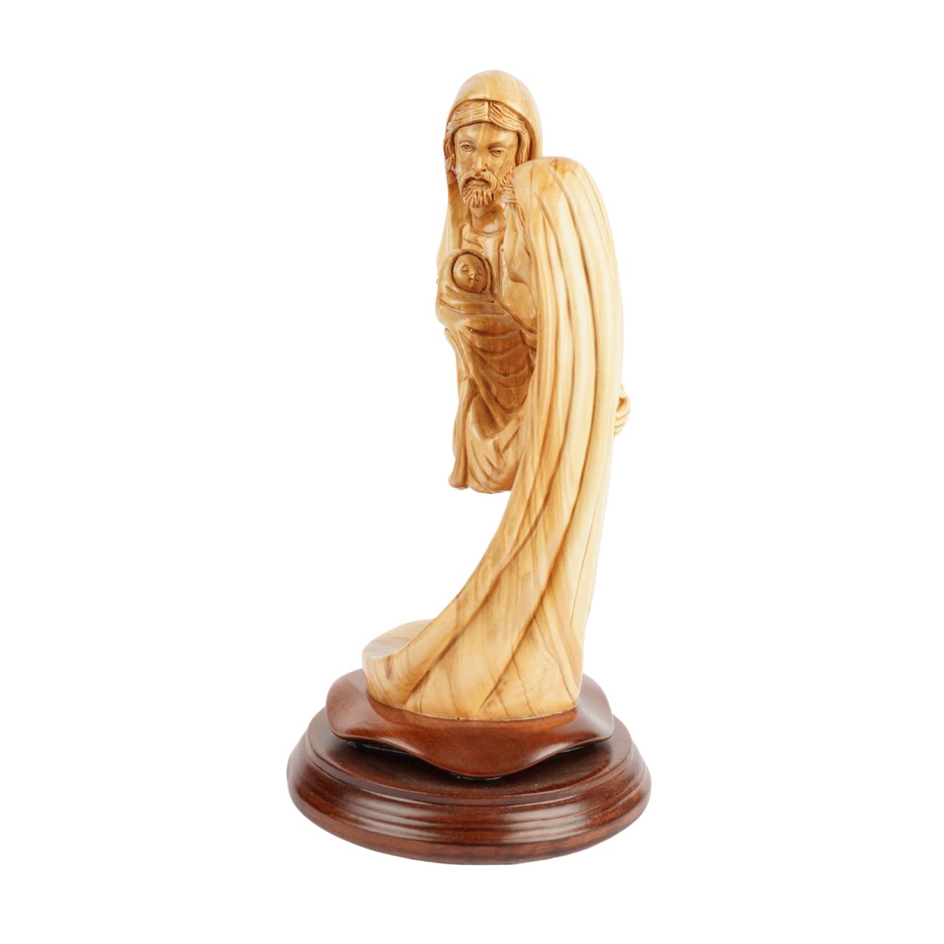 Holy Family with Baby Jesus – Hand-Carved Olive Wood Sculpture from Bethlehem (28 cm) 