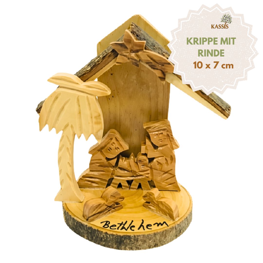 Olive Wood Nativity Scene Puzzle, 6.5 cm (without bark) | Christmas Decor & Gift for Advent and Christmas