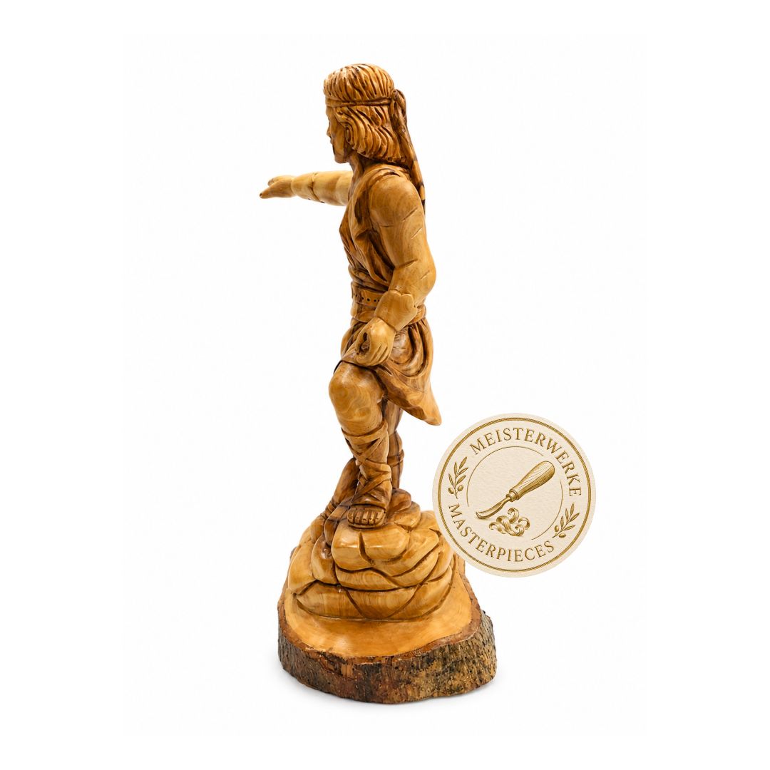 Captain Moroni Statue - Handcrafted Olive Wood Figure from Bethlehem