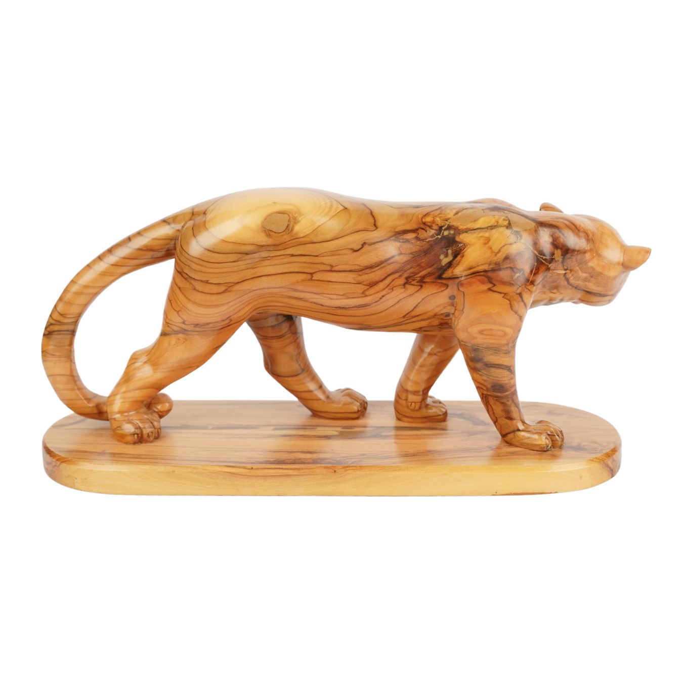 Hand-Carved Olive Wood Puma (large) – Exclusive Wooden Sculpture from Bethlehem (14 x 30 cm)
