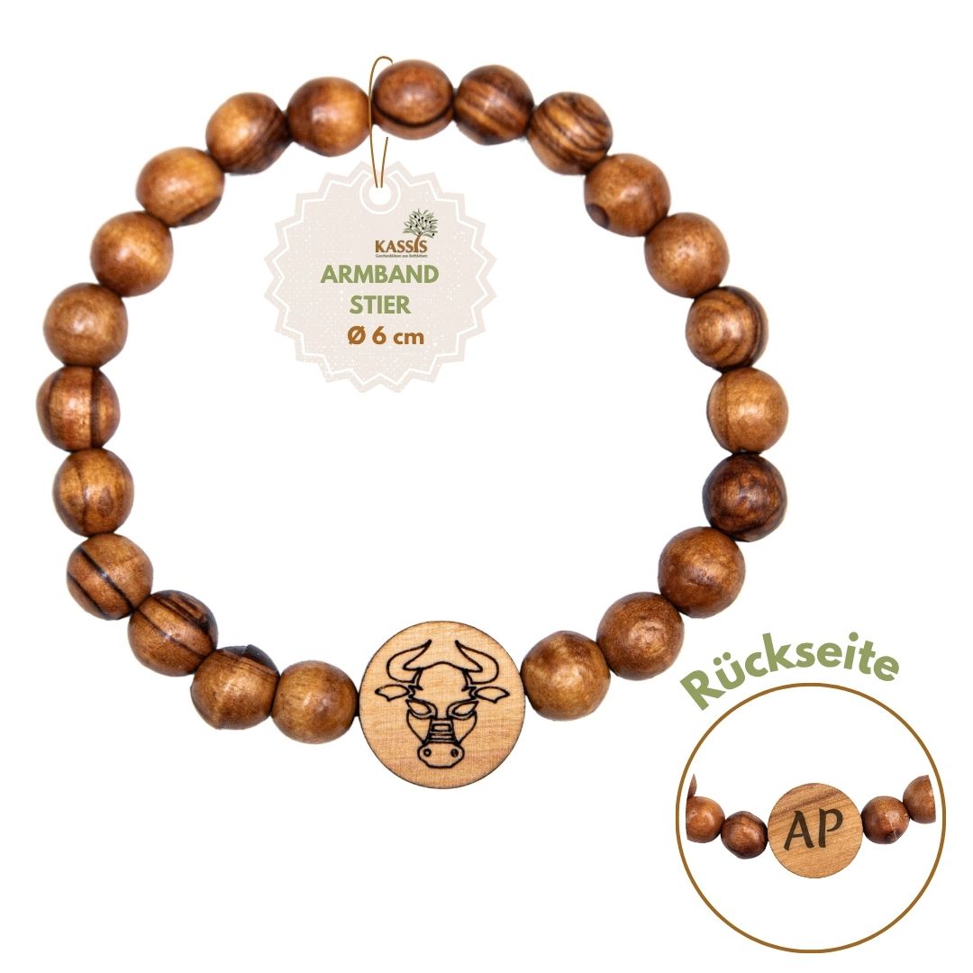 Olive Wood Bracelet with Zodiac Sign Charm | Personalized Beaded Bracelet for Women & Men, Birthday Gift
