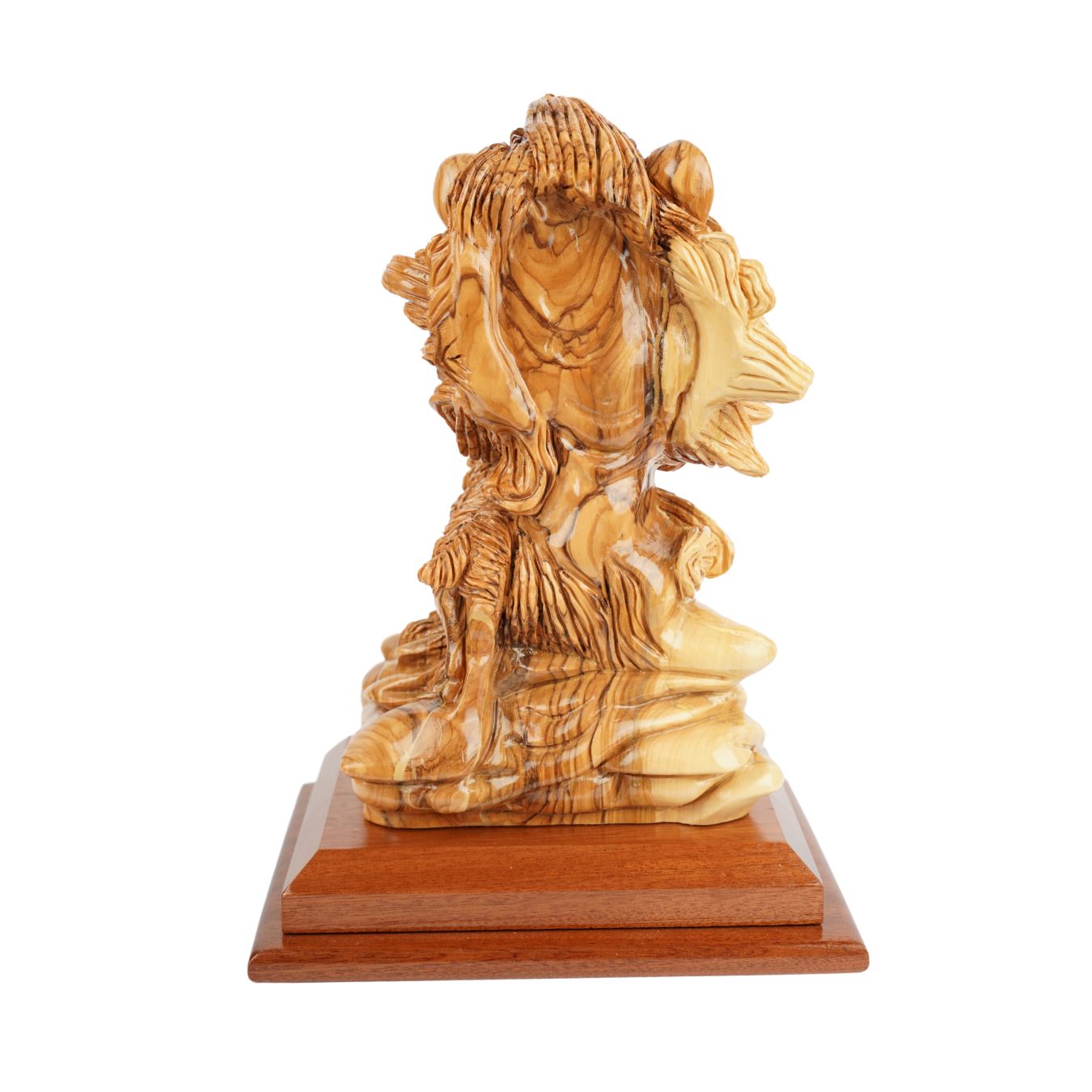 Hand-Carved Sculpture “Lion and Lamb” – Symbol of Peace Made of Olive Wood (30 cm)