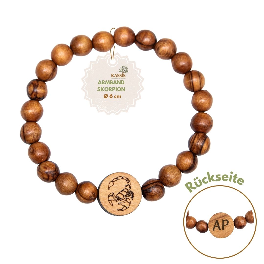 Olive Wood Bracelet with Zodiac Sign Charm | Personalized Beaded Bracelet for Women & Men, Birthday Gift