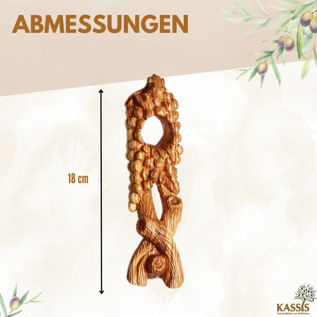 Wine bottle holder grapevine made of olive wood