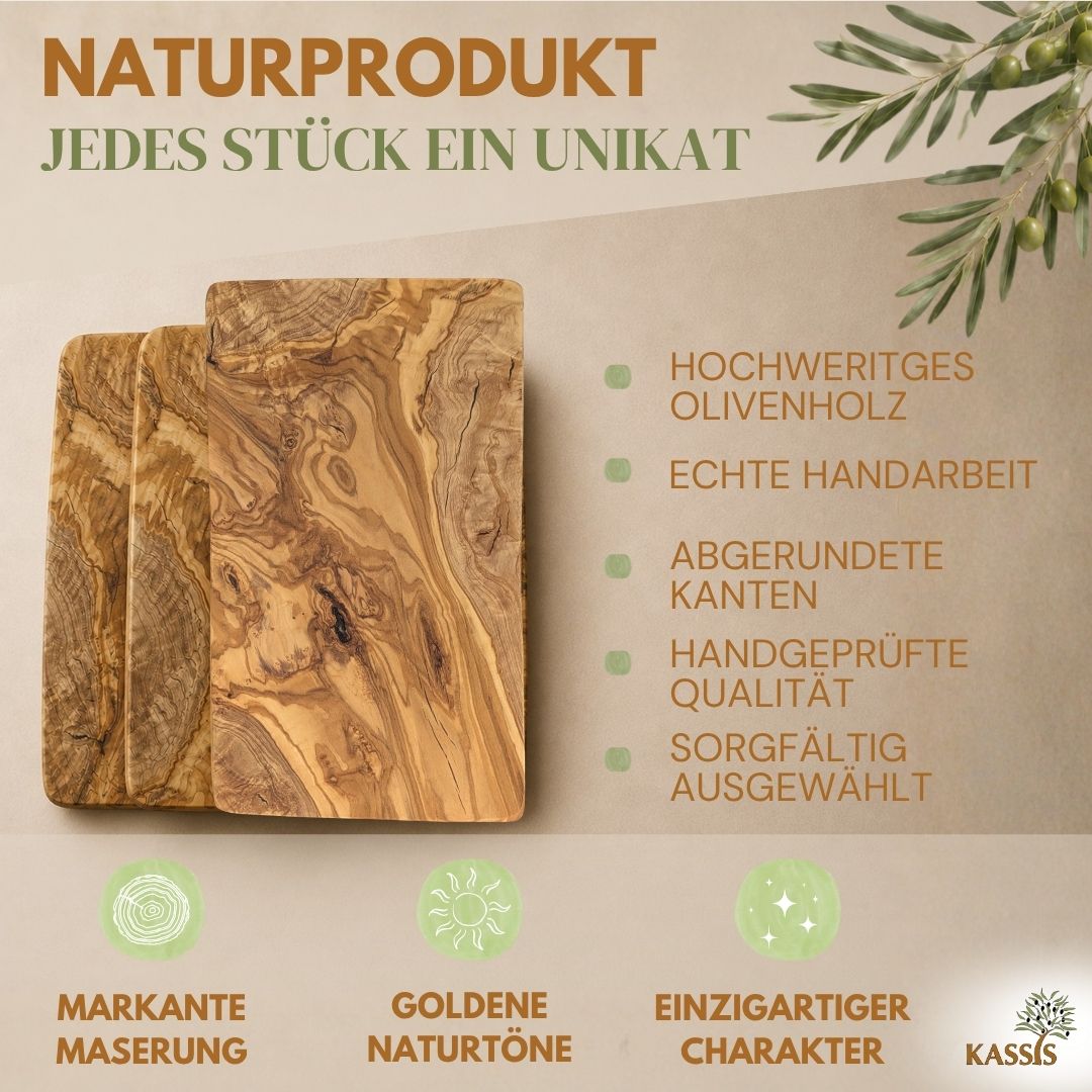 Massives Frühstücks- & Servierbrett aus Olivenholz