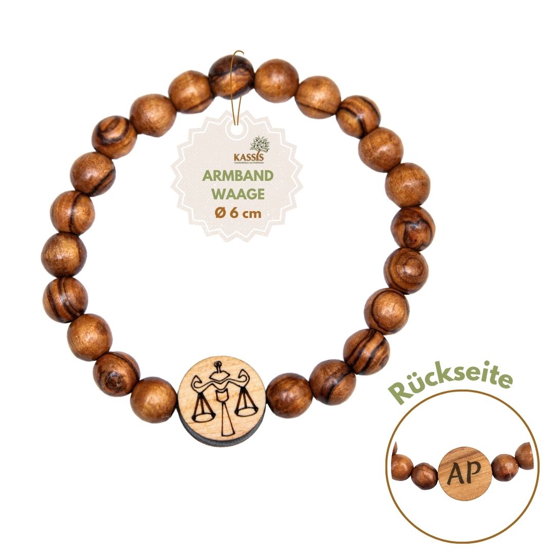 Olive Wood Bracelet with Zodiac Sign Charm | Personalized Beaded Bracelet for Women & Men, Birthday Gift