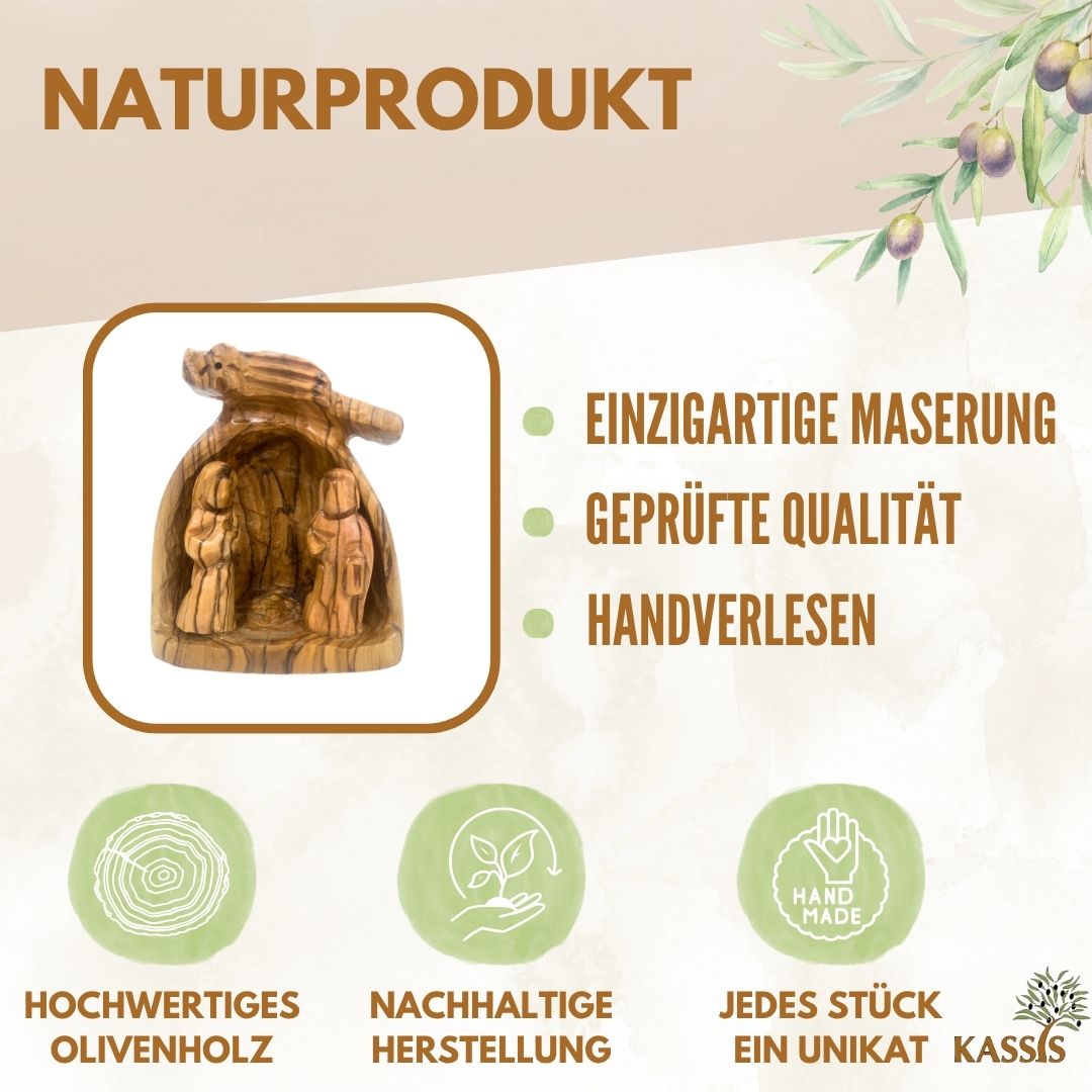 Olive Wood Nativity Scene Puzzle, 6.5 cm (without bark) | Christmas Decor & Gift for Advent and Christmas