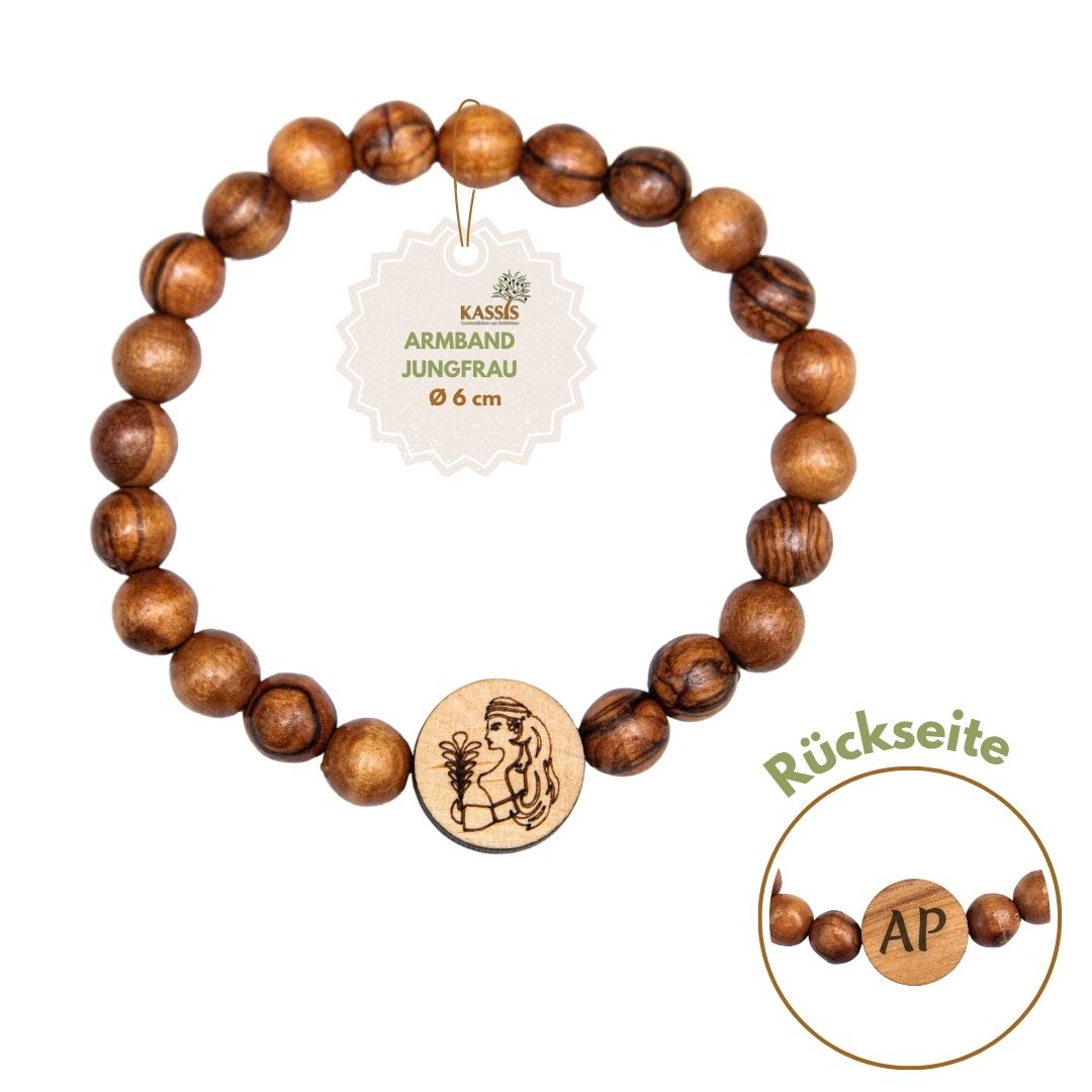 Olive Wood Bracelet with Zodiac Sign Charm | Personalized Beaded Bracelet for Women & Men, Birthday Gift