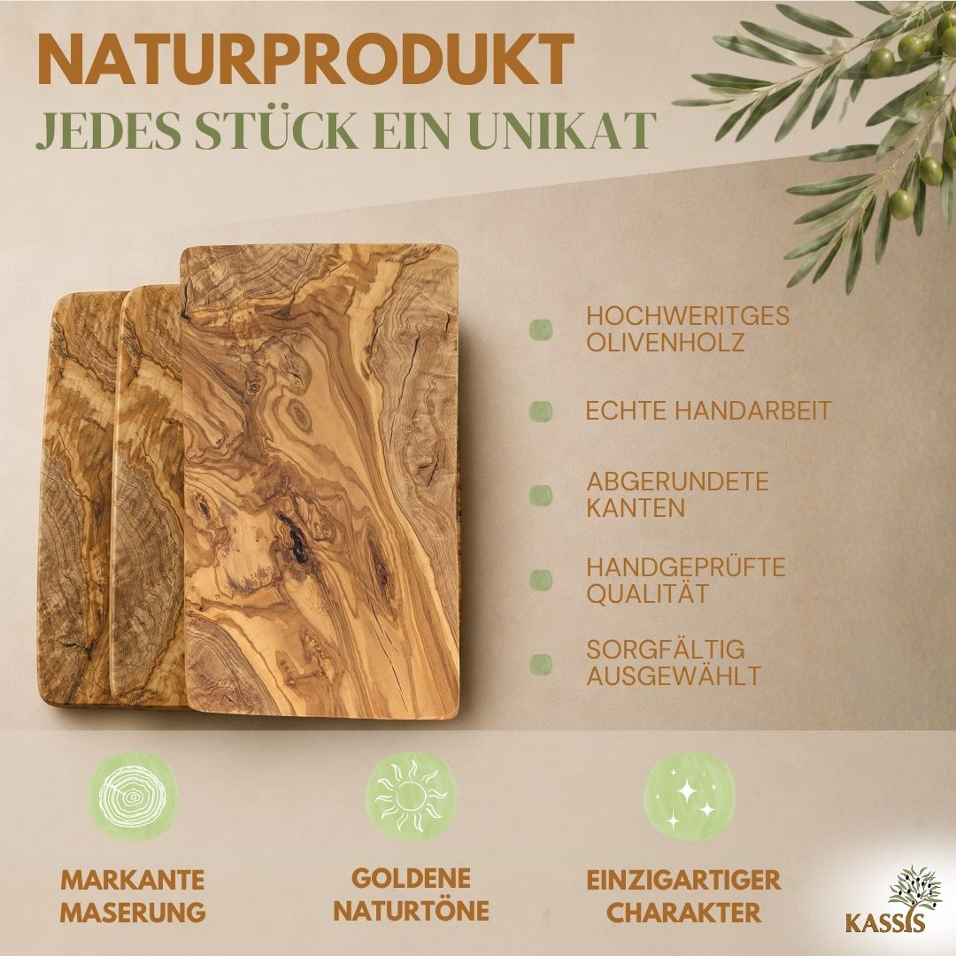 Massives Frühstücks- & Servierbrett aus Olivenholz