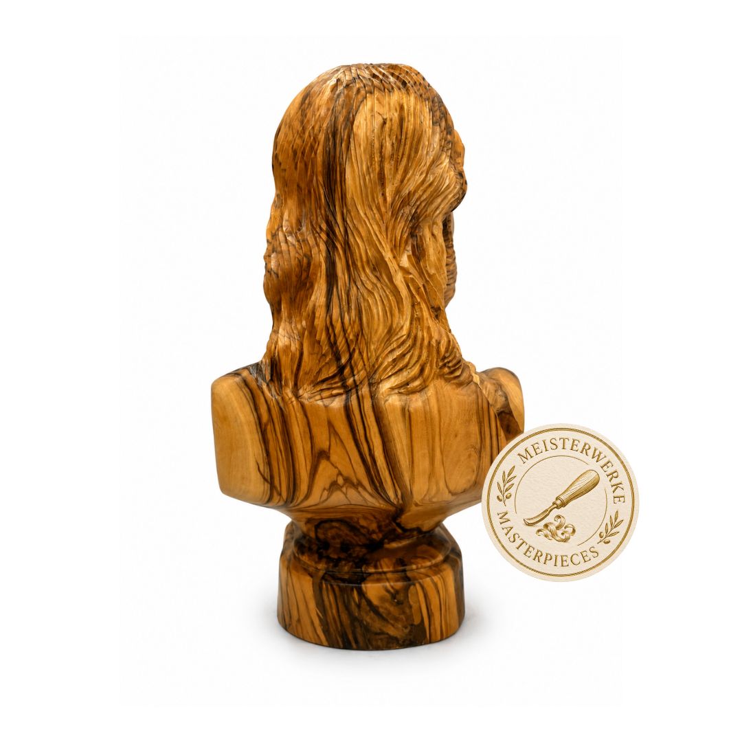 Jesus Christ Classic Portrait Bust – Handcrafted Olive Wood Sculpture from Bethlehem