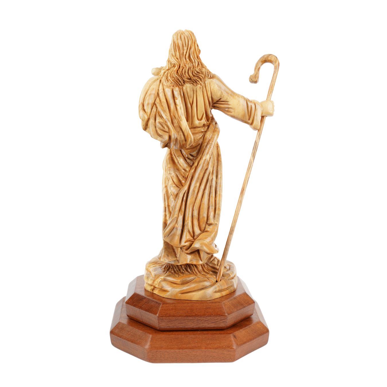 The Good Shepherd Made of Olive Wood – Hand-Carved Jesus Figure with Lamb (26.5 cm)