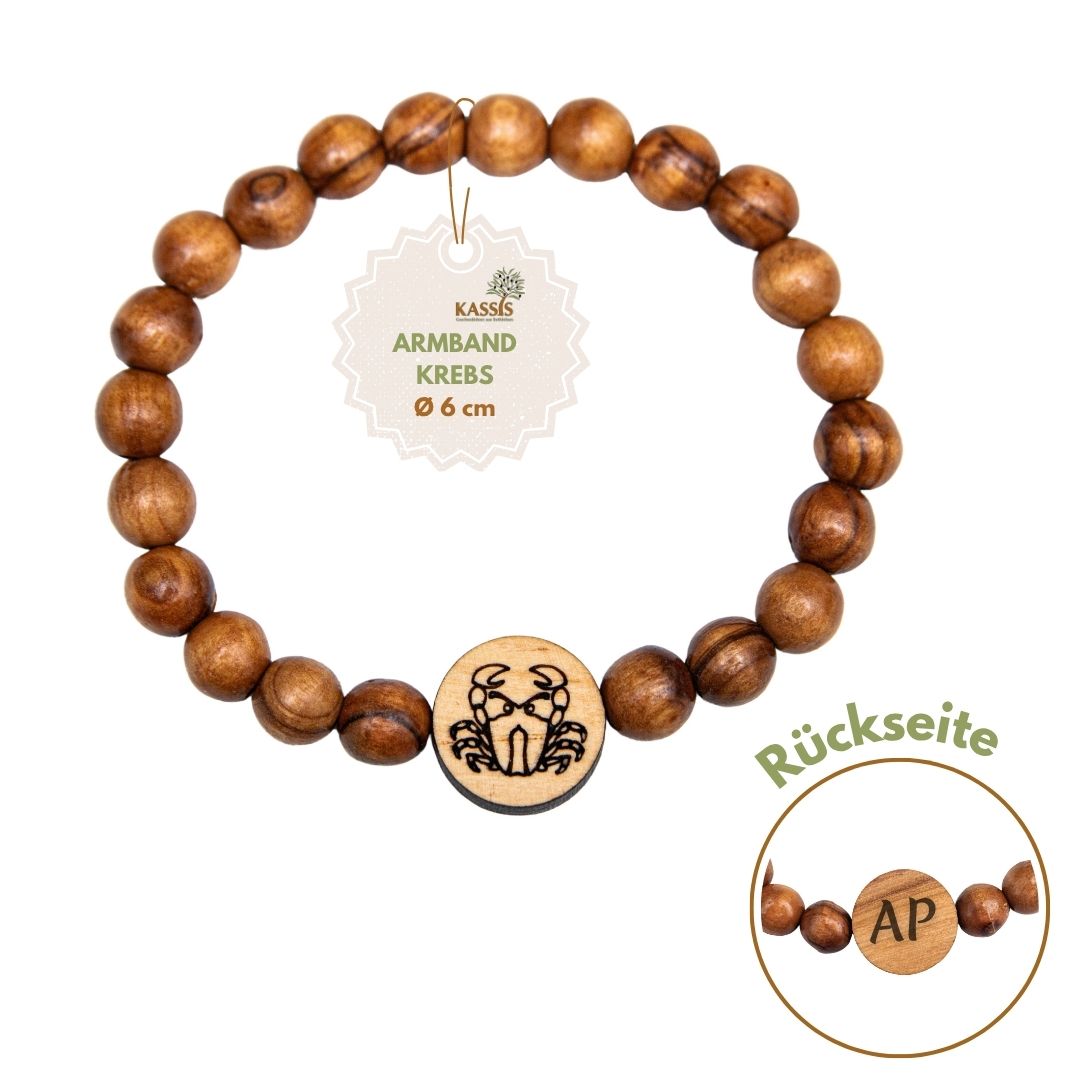Olive Wood Bracelet with Zodiac Sign Charm | Personalized Beaded Bracelet for Women & Men, Birthday Gift