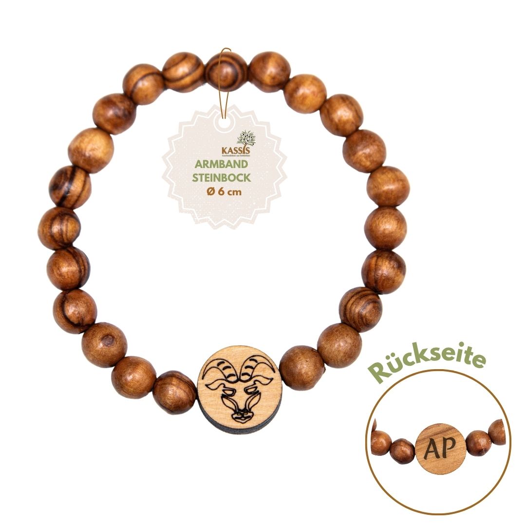 Olive Wood Bracelet with Zodiac Sign Charm | Personalized Beaded Bracelet for Women & Men, Birthday Gift
