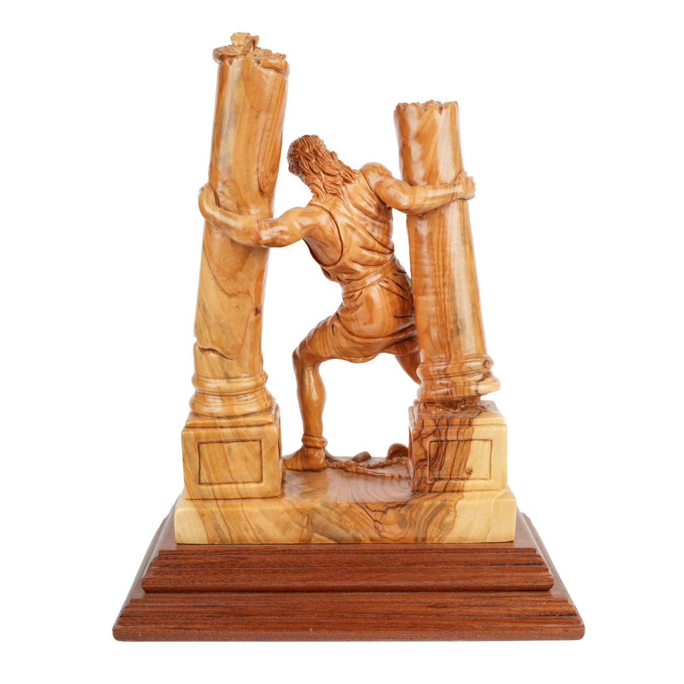 Hand-Carved Sculpture “Samson Destroys the Pillars” – Olive Wood Art from Bethlehem (28 cm)