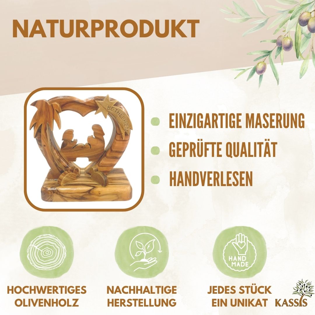 Olive Wood Nativity Scene Puzzle, 6.5 cm (without bark) | Christmas Decor & Gift for Advent and Christmas