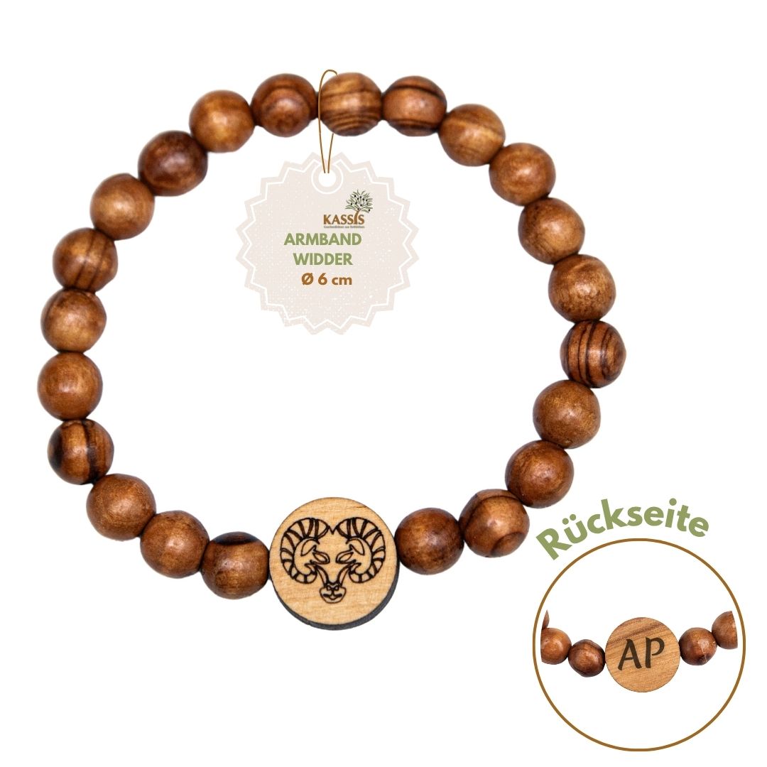 Olive Wood Bracelet with Zodiac Sign Charm | Personalized Beaded Bracelet for Women & Men, Birthday Gift