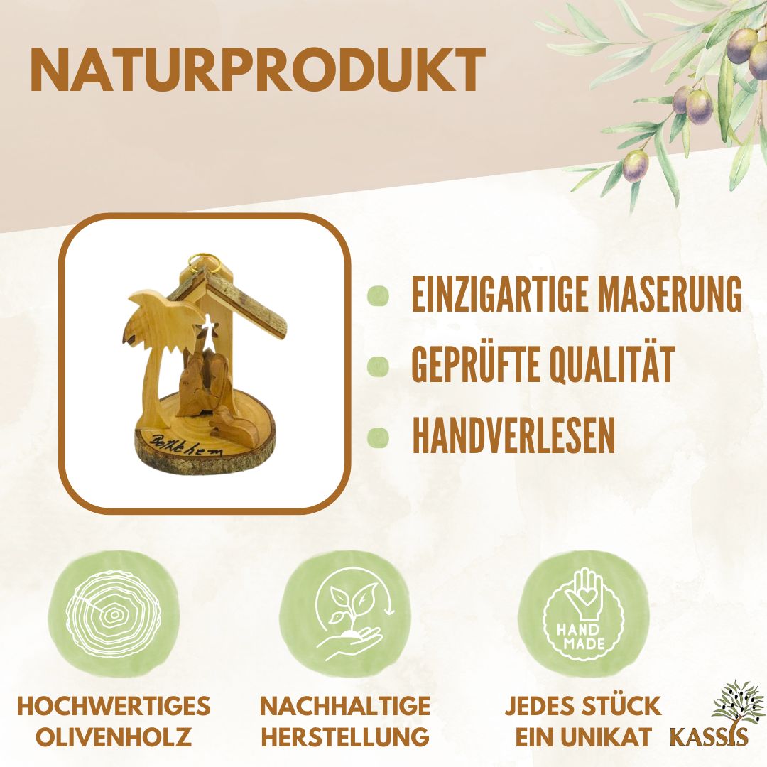 Olive Wood Nativity Scene Puzzle, 6.5 cm (without bark) | Christmas Decor & Gift for Advent and Christmas