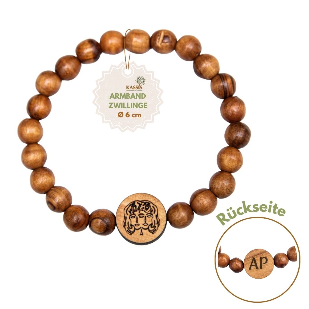 Olive Wood Bracelet with Zodiac Sign Charm | Personalized Beaded Bracelet for Women & Men, Birthday Gift