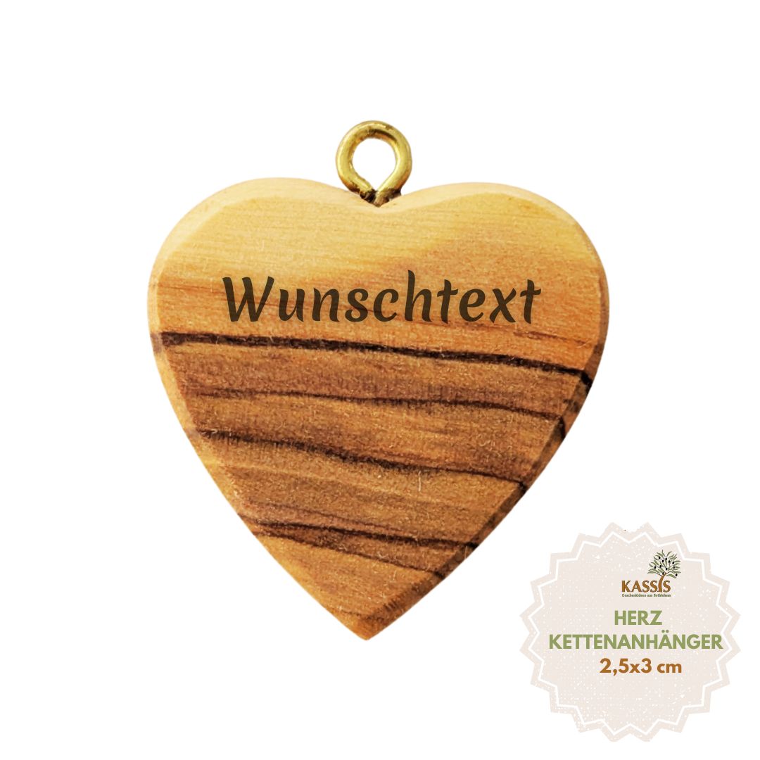 Heart pendant made of olive wood, 2.5 x 3 cm