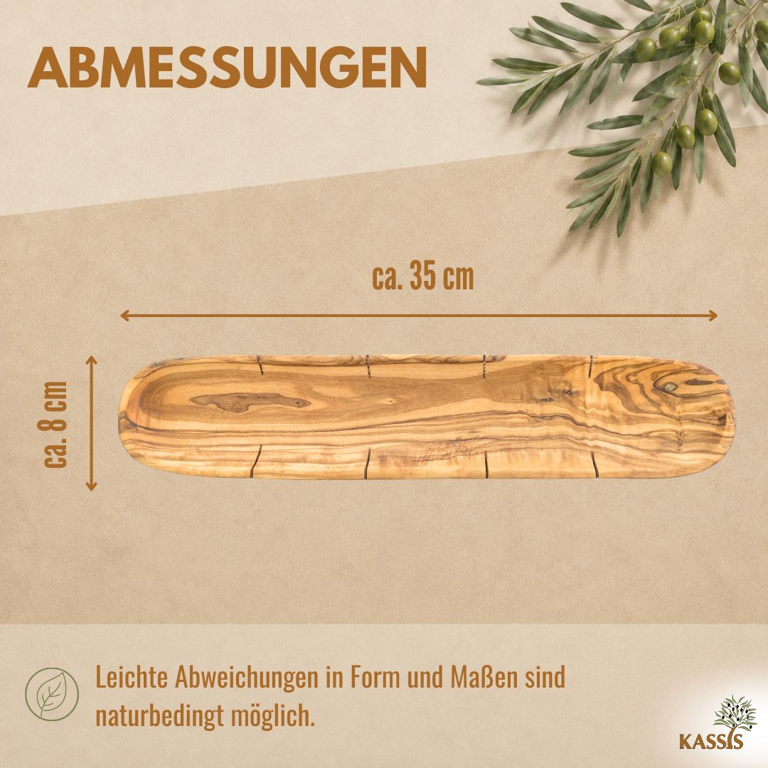 Baguettebrett aus Olivenholz mit Einschnitten | Schneide- & Servierbrett für Baguette