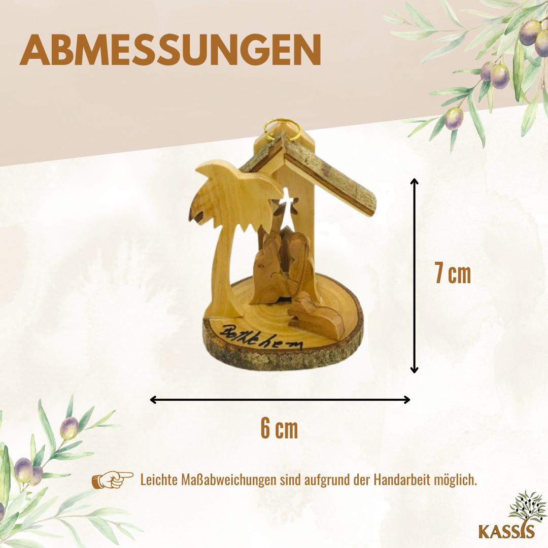 Olive Wood Nativity Scene Puzzle, 6.5 cm (without bark) | Christmas Decor & Gift for Advent and Christmas